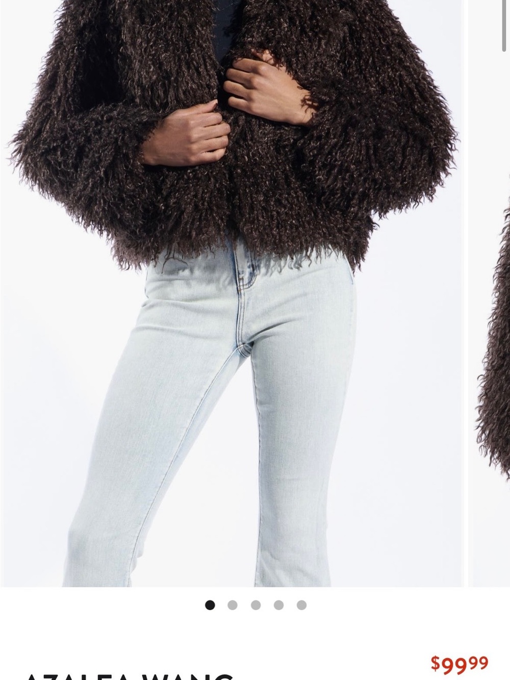 Faux Shearling Crop Jacket - Dark Brown